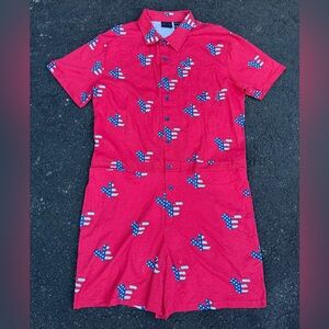 Disney sz M Mickey Mouse Shorts Romper Red American Flag Patriotic USA